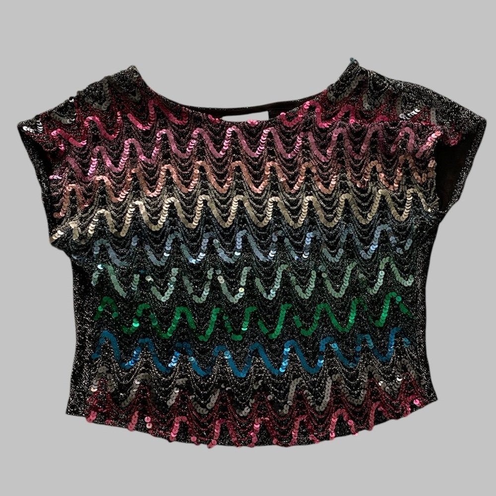 Vintage made in USA Rainbow Sequined Top Size Medium